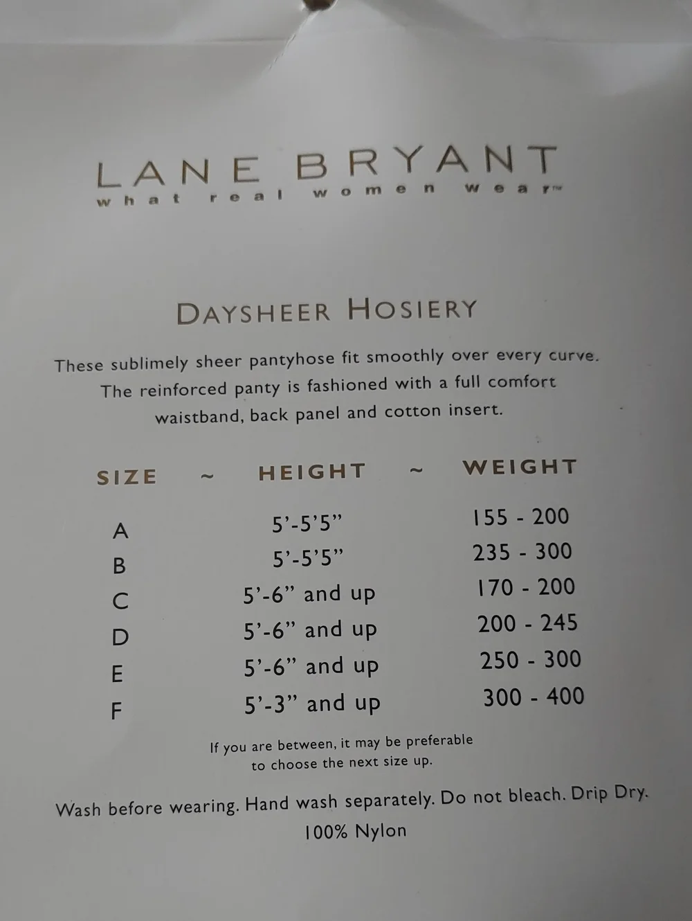NWT Lane Bryant sz C Beige Daysheer Pantyhose
